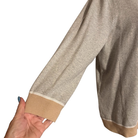 EDDIE BAUER Gray and Tan Cotton Blend Cardigan Sweater XLARGE #I - Picture 3 of 8